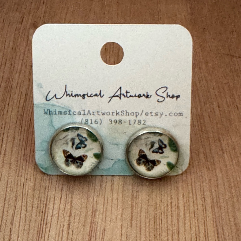 Butterfly Cabochon Post Earrings